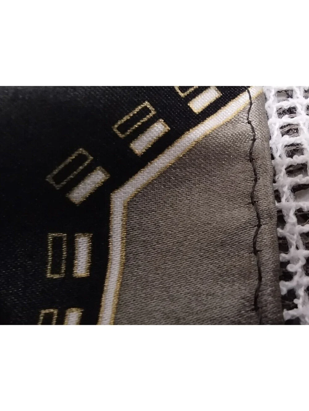 Vintage Fine Silk Hankie Art Deco Design Black Gray Gold Accents 1980s Menswear